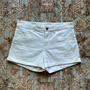 White Stretch Denim Jean Fold Over Hem Shorts From H&M